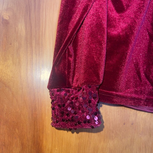 Twist front velvet sequin panel top shirt blouse - Picture 4 of 6